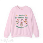 Me and My Ghosts Had the Merriest Time Crewneck Sweatshirt, Christmas-themed ghost design inspired by Taylor Swift lyrics, cozy holiday sweatshirt with festive ghosts, available in multiple sizes, perfect for holiday fans and Swifties-S-Light Pink-PINK SKY SPARKLE