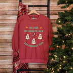 Me and My Ghosts Had the Merriest Time Crewneck Sweatshirt, Christmas-themed ghost design inspired by Taylor Swift lyrics, cozy holiday sweatshirt with festive ghosts, available in multiple sizes, perfect for holiday fans and Swifties-PINK SKY SPARKLE