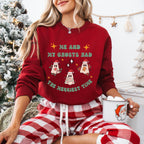 Me and My Ghosts Had the Merriest Time Crewneck Sweatshirt, Christmas-themed ghost design inspired by Taylor Swift lyrics, cozy holiday sweatshirt with festive ghosts, available in multiple sizes, perfect for holiday fans and Swifties-PINK SKY SPARKLE