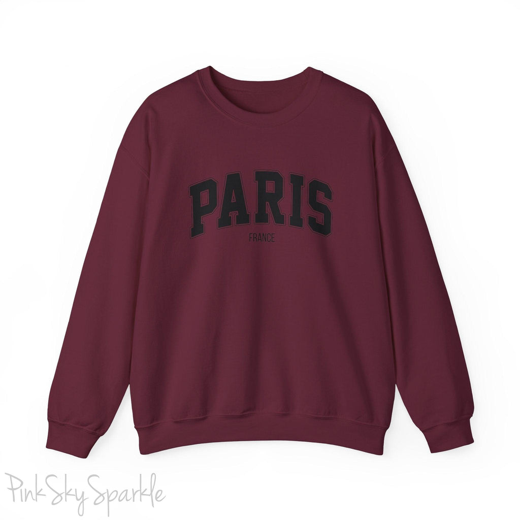 Paris, France Unisex Crewneck Sweatshirt_Maroon