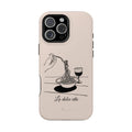 Pasta and red wine themed iphone case with La Dolce Vita in stylish font, Stylish Magnetic iPhone Case