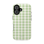 Pastel Picnic Green Gingham Magnetic iPhone Case