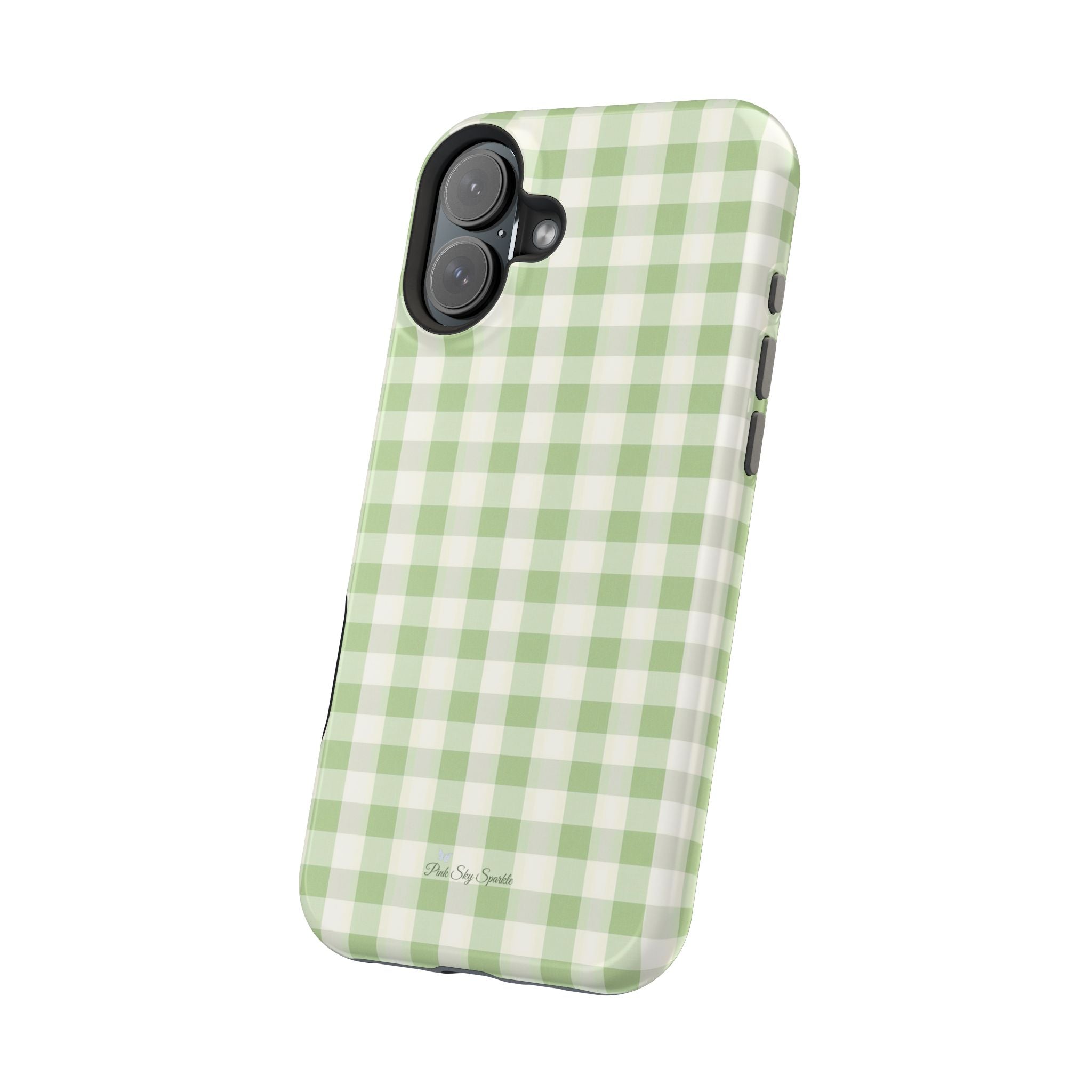 Pastel Picnic Green Gingham Magnetic iPhone Case
