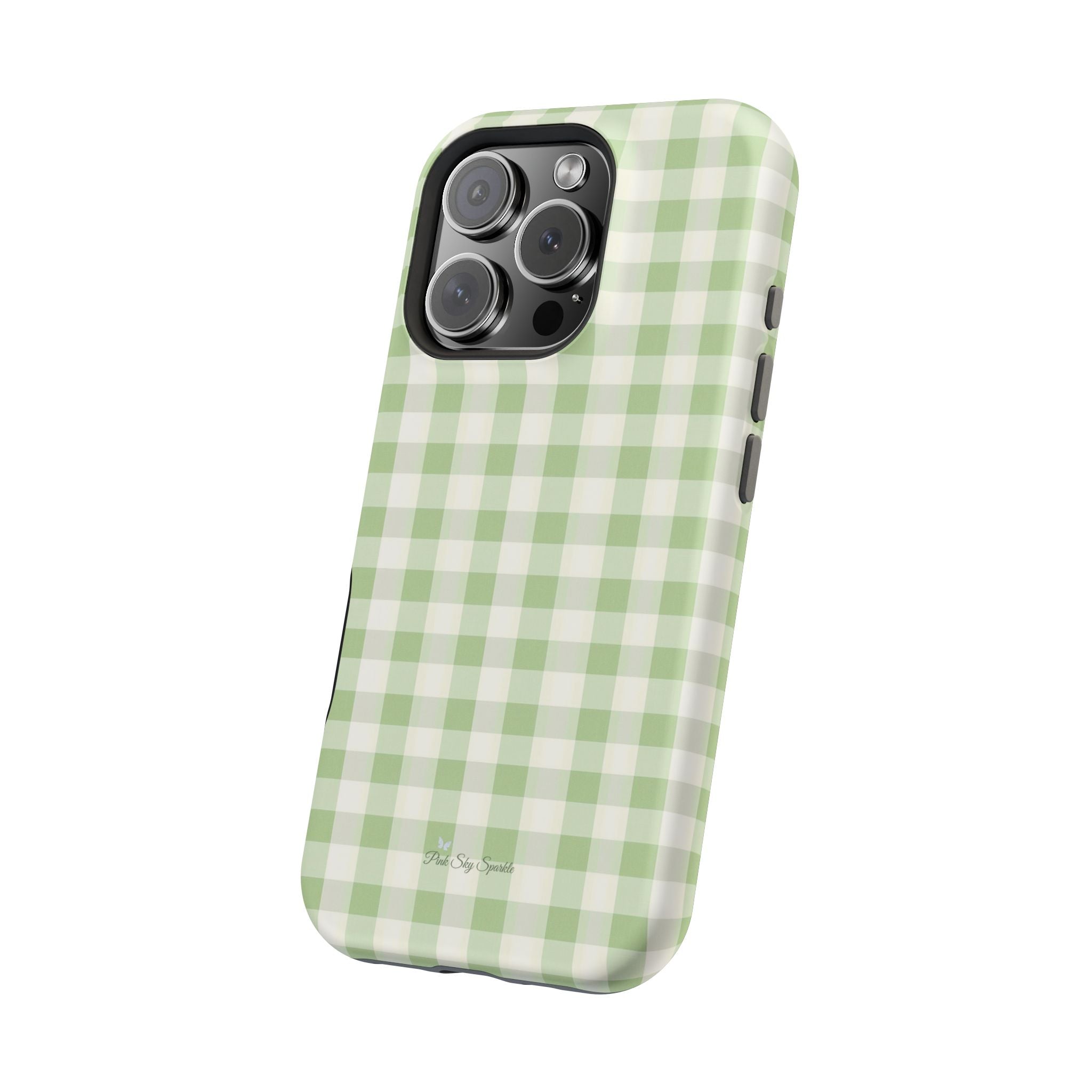 Pastel Picnic Green Gingham Magnetic iPhone Case