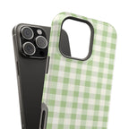 Pastel Picnic Green Gingham Magnetic iPhone Case