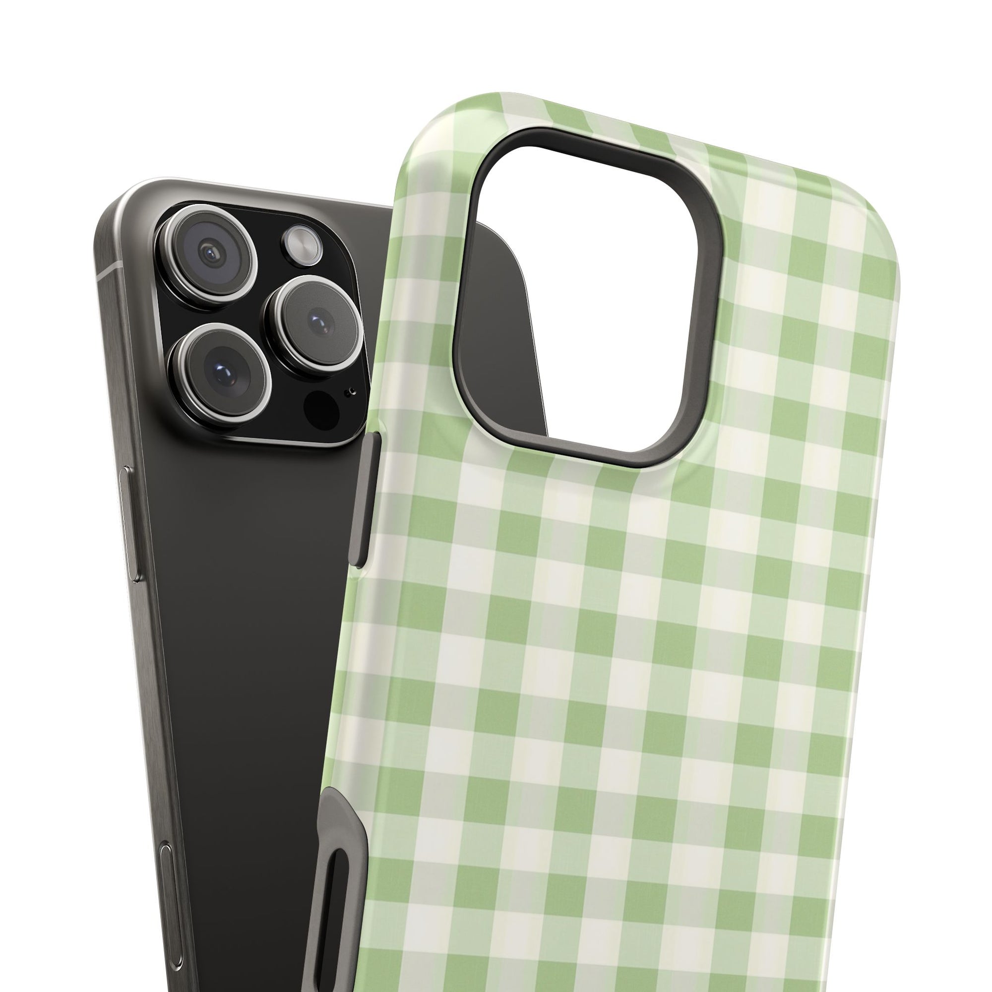 Pastel Picnic Green Gingham Magnetic iPhone Case