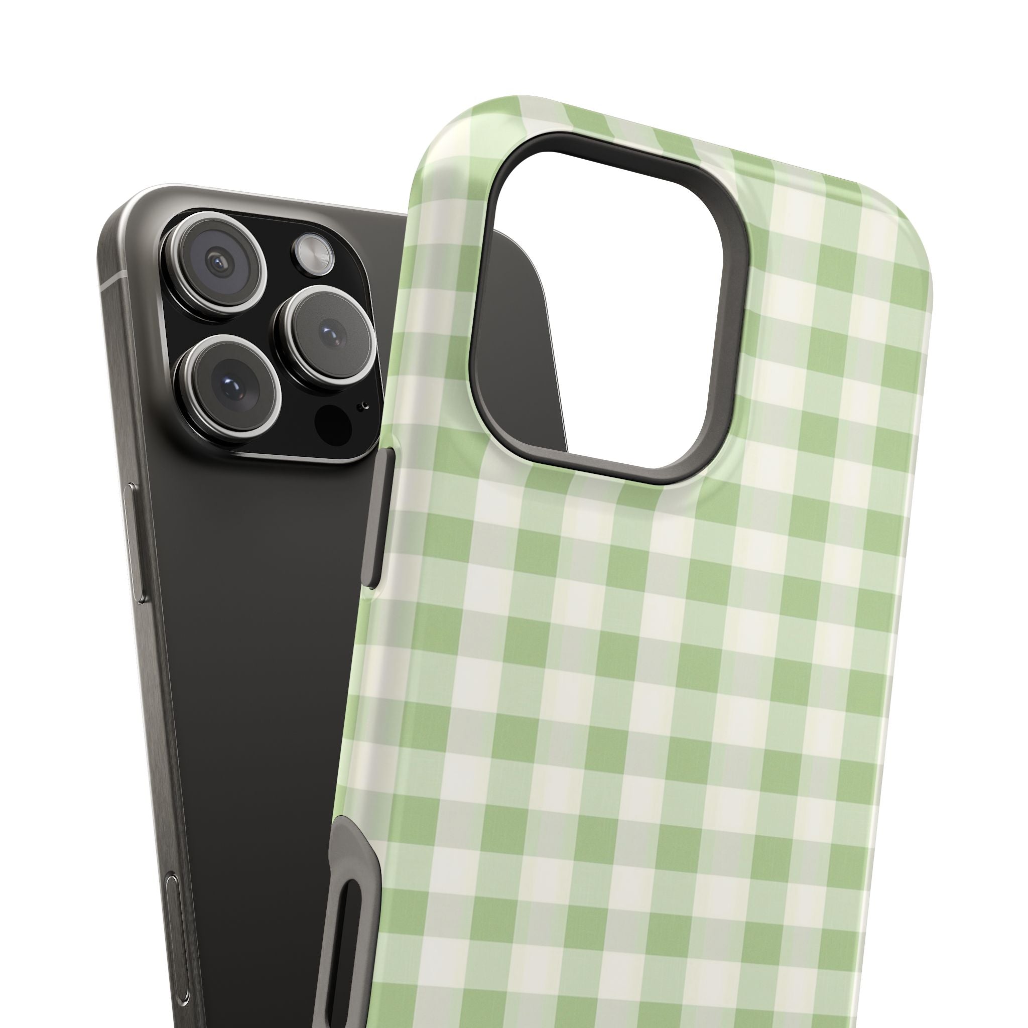 Pastel Picnic Green Gingham Magnetic iPhone Case