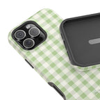 Pastel Picnic Green Gingham Magnetic iPhone Case