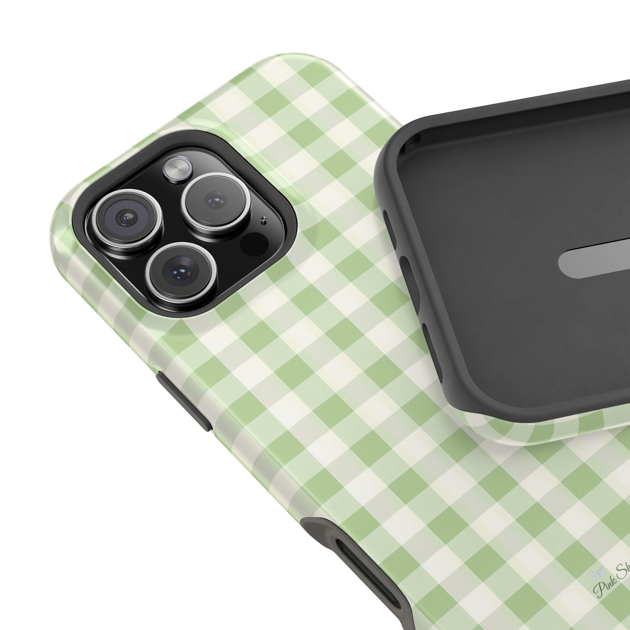 Pastel Picnic Green Gingham Magnetic iPhone Case