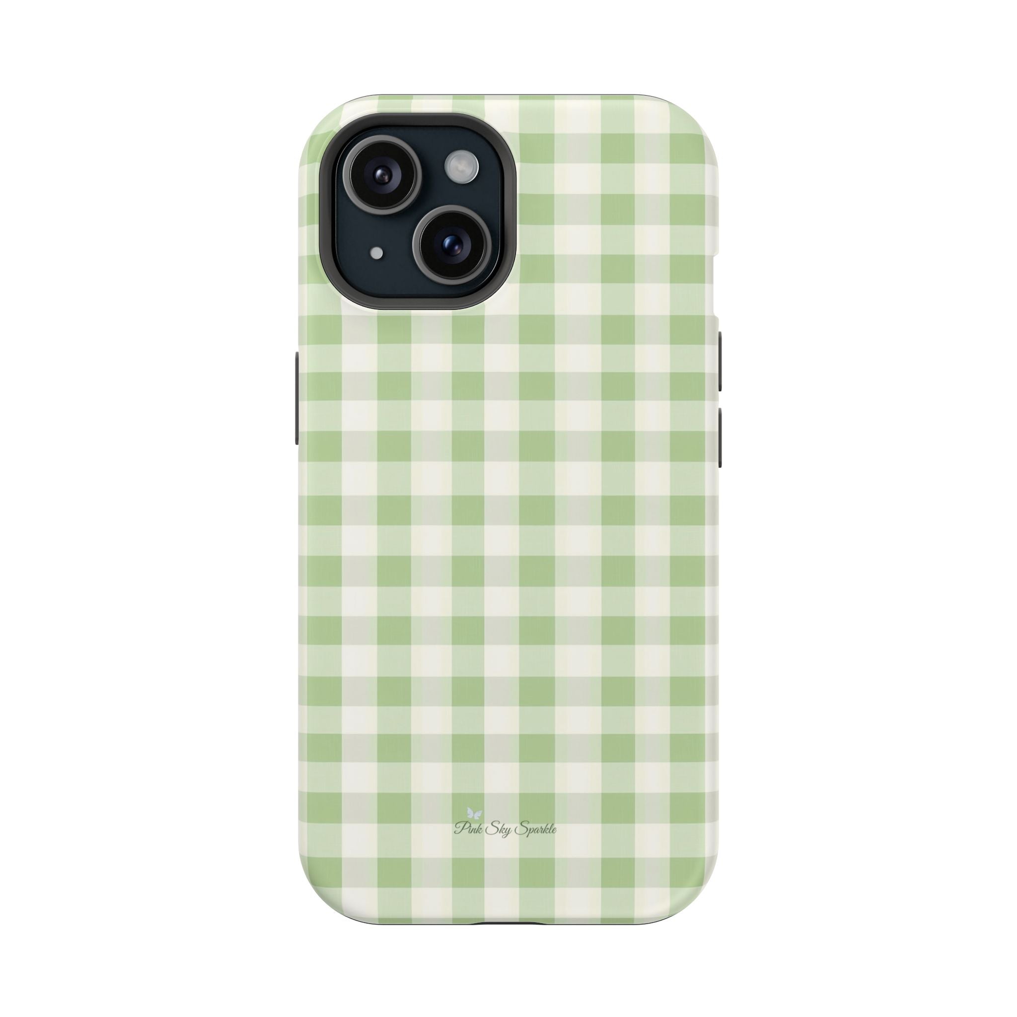 Pastel Picnic Green Gingham Magnetic iPhone Case