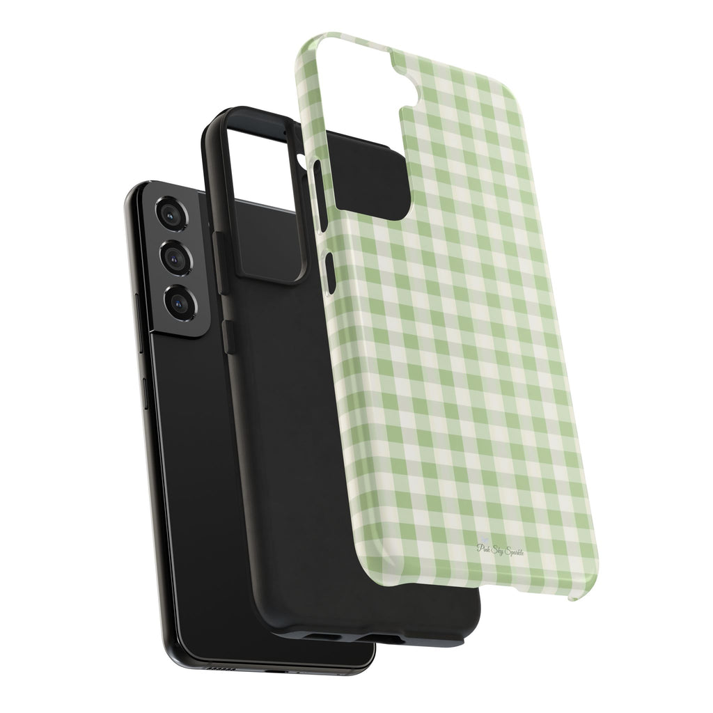 Pastel Picnic Green Gingham Tough Samsung Galaxy Phone Case
