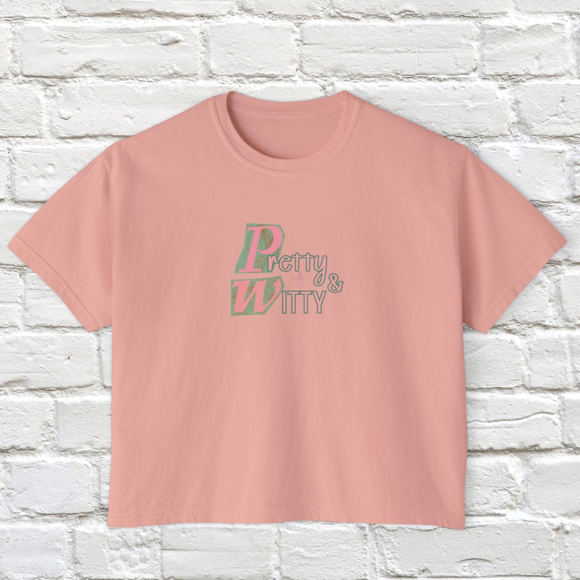 Pretty & Witty Boxy Tee with playful graphic design