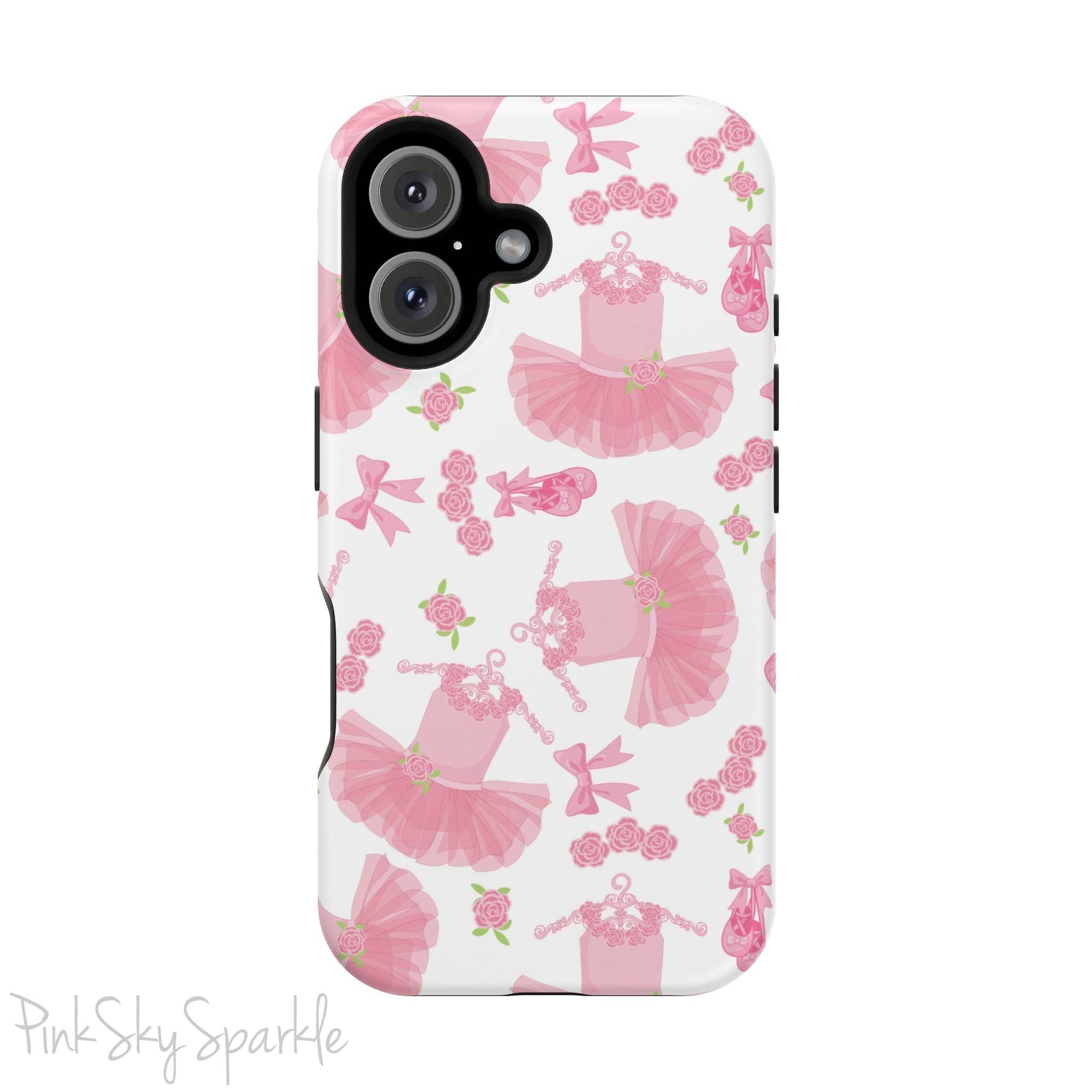 Grace and charm come together with the Petit Pirouette Magnetic iPhone Case. Featuring delicate pink tutus and elegant pink bows in, this case is perfect for dance lovers and those who adore coquette aesthetics. Stylish, durable, and compatible with iPhone models 13, 14, 15, and 16.