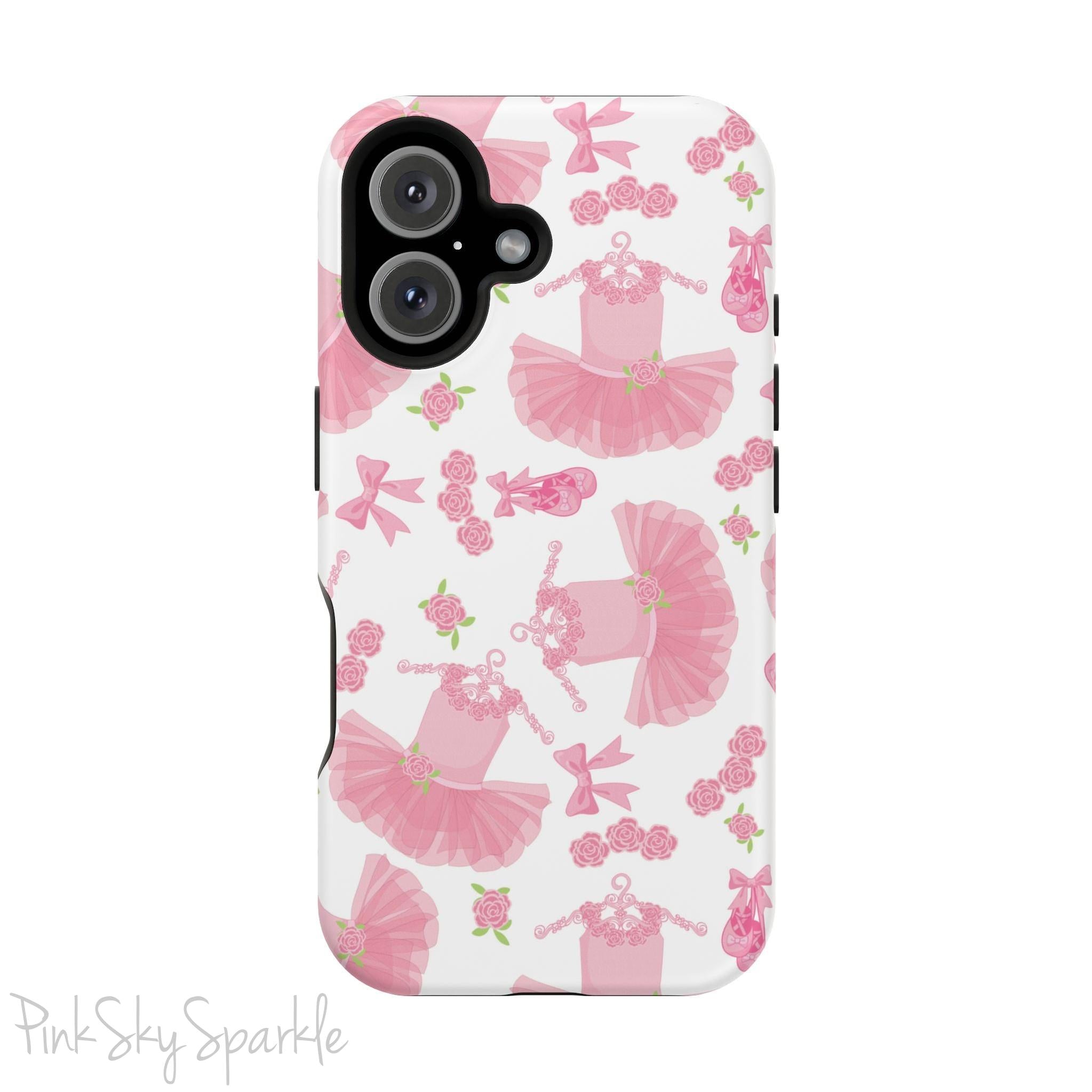Grace and charm come together with the Petit Pirouette Magnetic iPhone Case. Featuring delicate pink tutus and elegant pink bows in, this case is perfect for dance lovers and those who adore coquette aesthetics. Stylish, durable, and compatible with iPhone models 13, 14, 15, and 16.