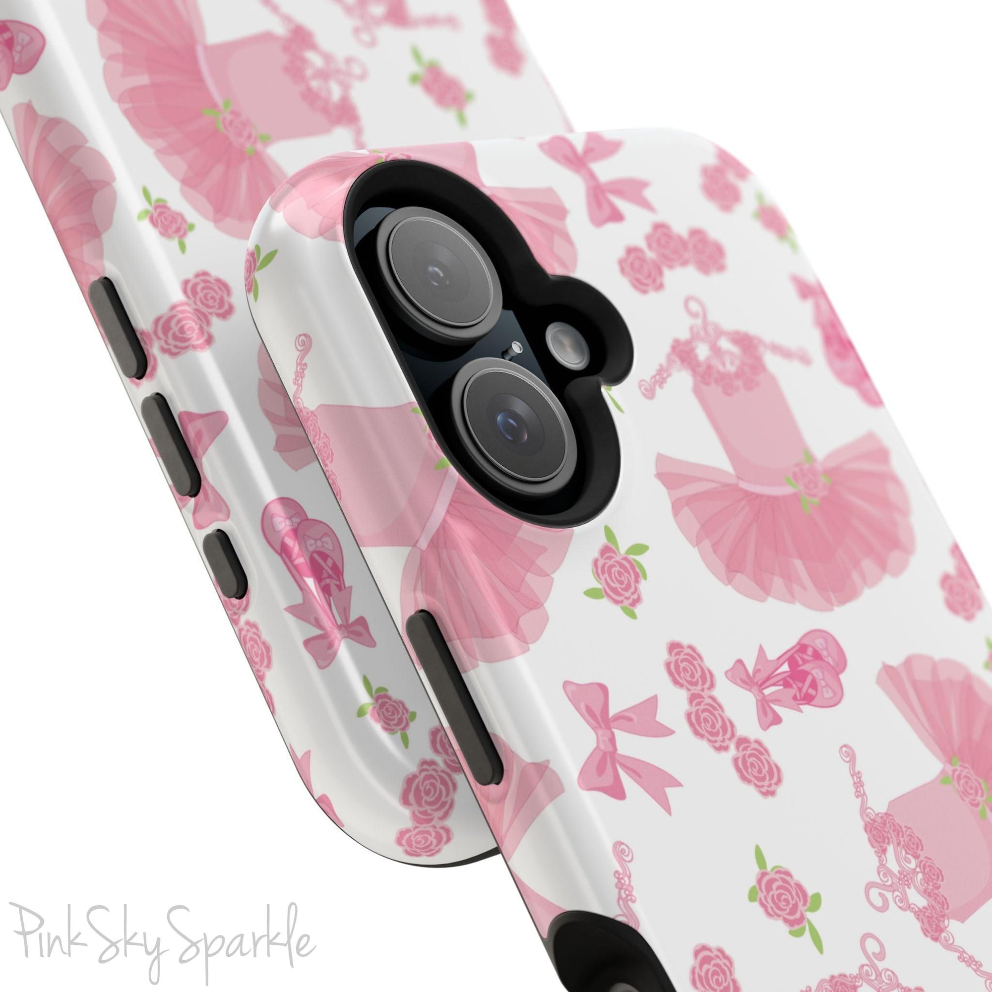 Grace and charm come together with the Petit Pirouette Magnetic iPhone Case. Featuring delicate pink tutus and elegant pink bows in, this case is perfect for dance lovers and those who adore coquette aesthetics. Stylish, durable, and compatible with iPhone models 13, 14, 15, and 16.