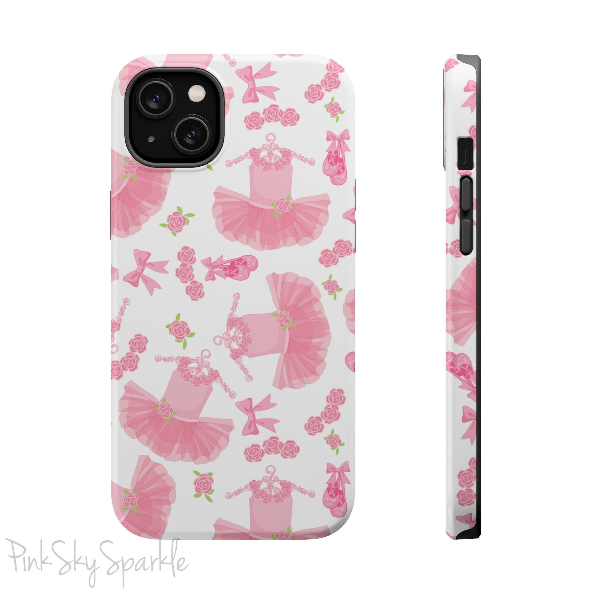 Grace and charm come together with the Petit Pirouette Magnetic iPhone Case. Featuring delicate pink tutus and elegant pink bows in, this case is perfect for dance lovers and those who adore coquette aesthetics. Stylish, durable, and compatible with iPhone models 13, 14, 15, and 16.
