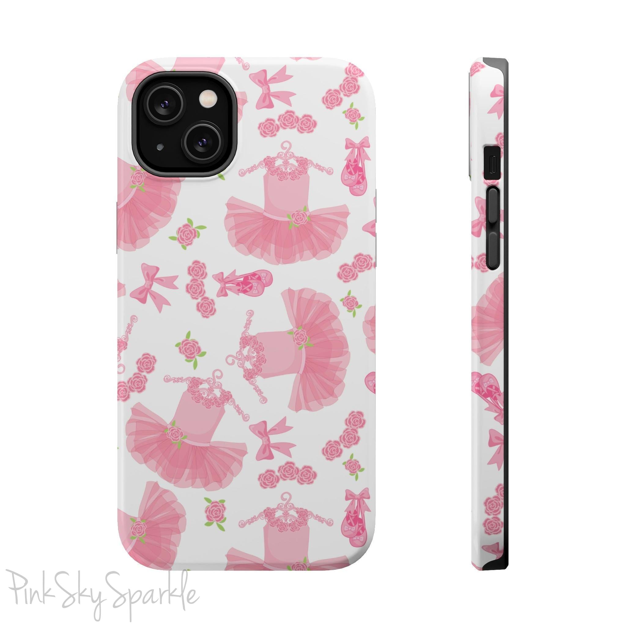 Grace and charm come together with the Petit Pirouette Magnetic iPhone Case. Featuring delicate pink tutus and elegant pink bows in, this case is perfect for dance lovers and those who adore coquette aesthetics. Stylish, durable, and compatible with iPhone models 13, 14, 15, and 16.