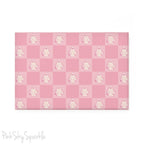 Pink Checkered Ghost Rectangle Button Magnet