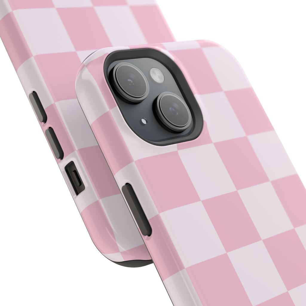 Pink Checkered Magnetic iPhone Case
