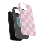 Pink Checkered Magnetic iPhone Case