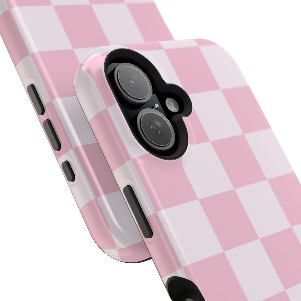 Pink Checkered Magnetic iPhone Case
