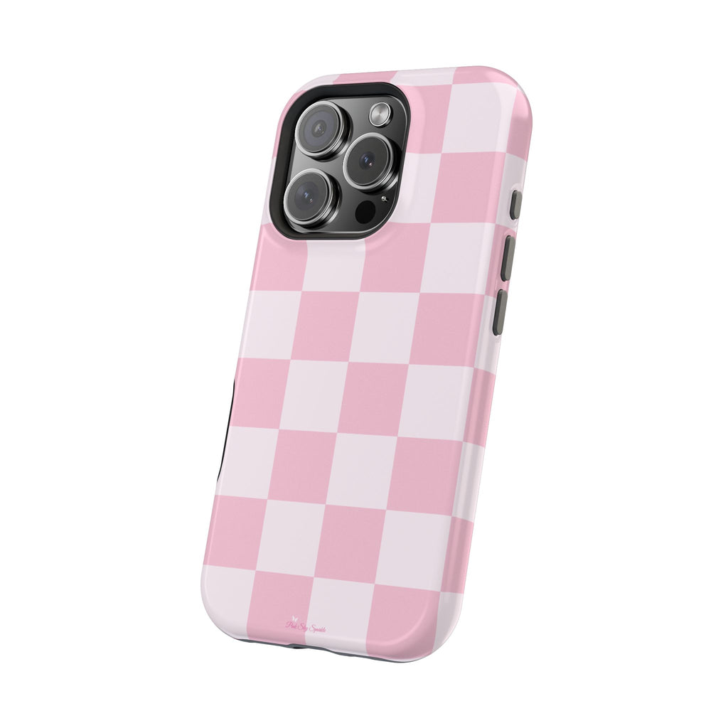 Pink Checkered Magnetic iPhone Case