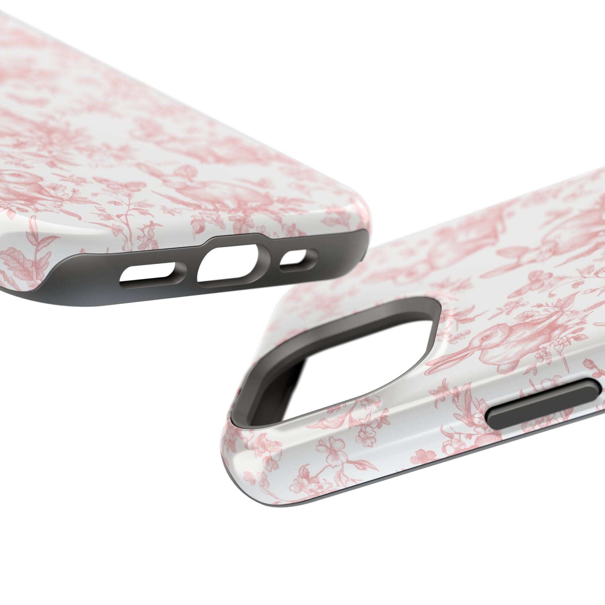 Pink French Toile Floral Rabbit Magnetic iPhone Case