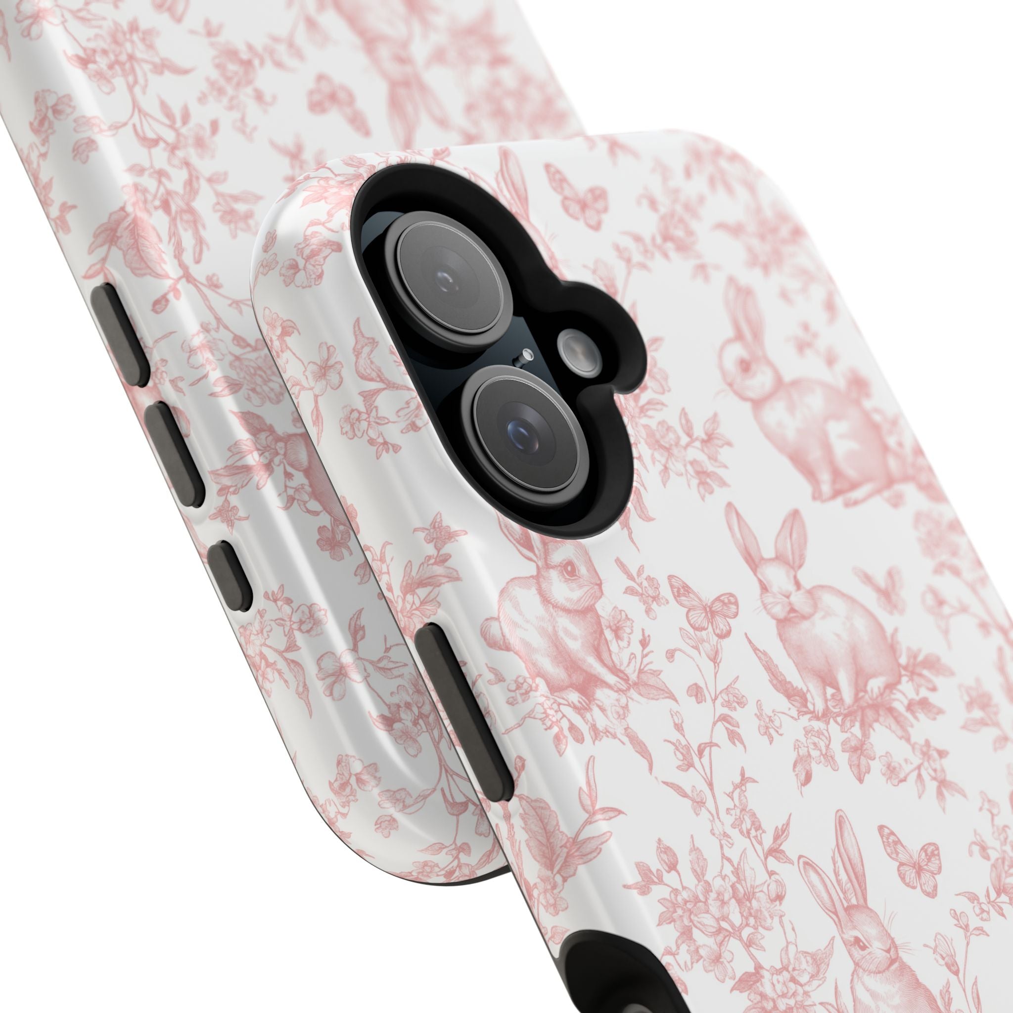 Pink French Toile Floral Rabbit Magnetic iPhone Case