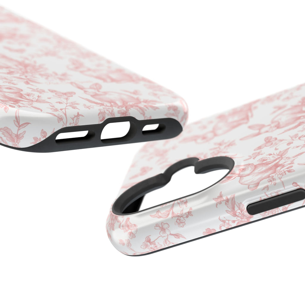 Pink French Toile Floral Rabbit Magnetic iPhone Case