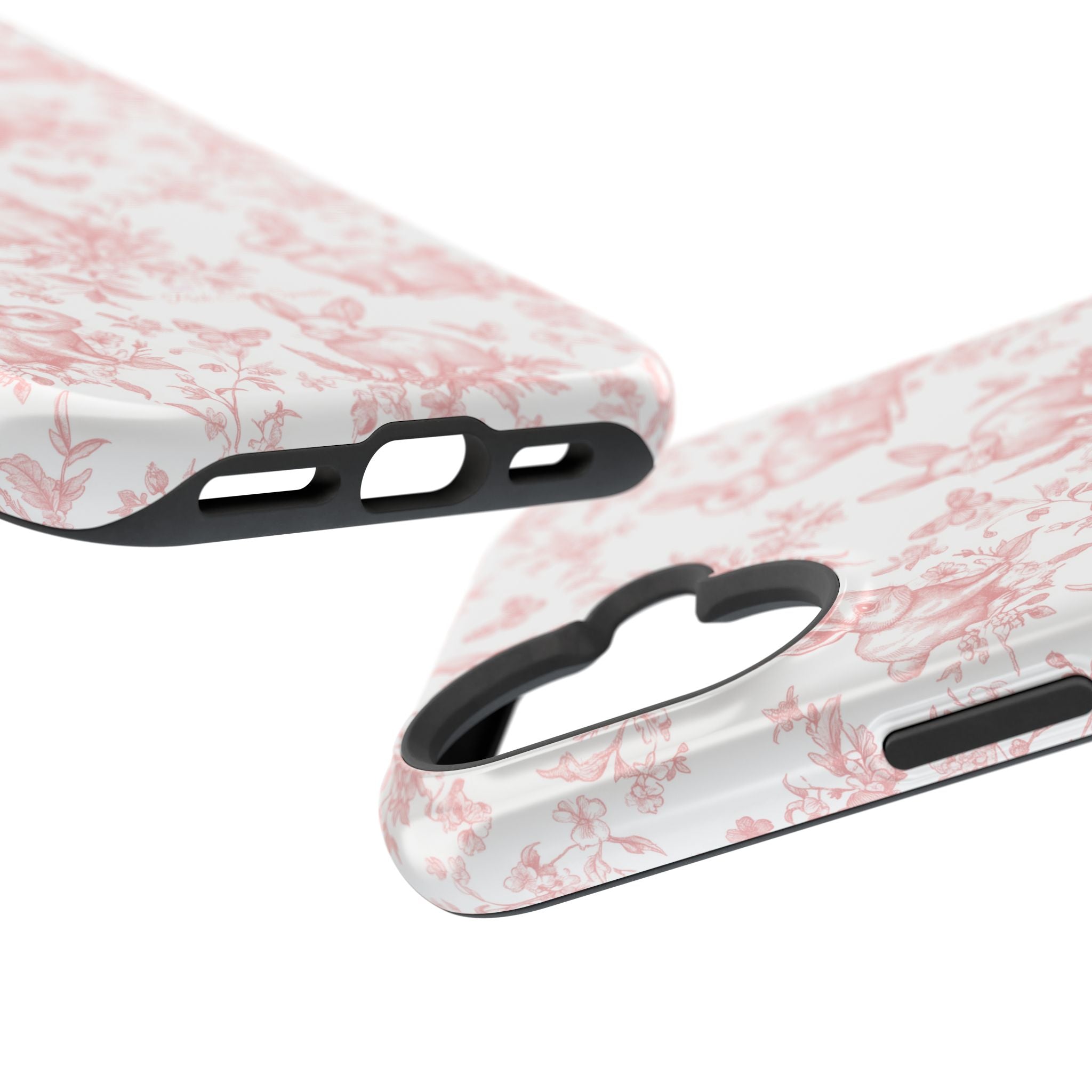 Pink French Toile Floral Rabbit Magnetic iPhone Case