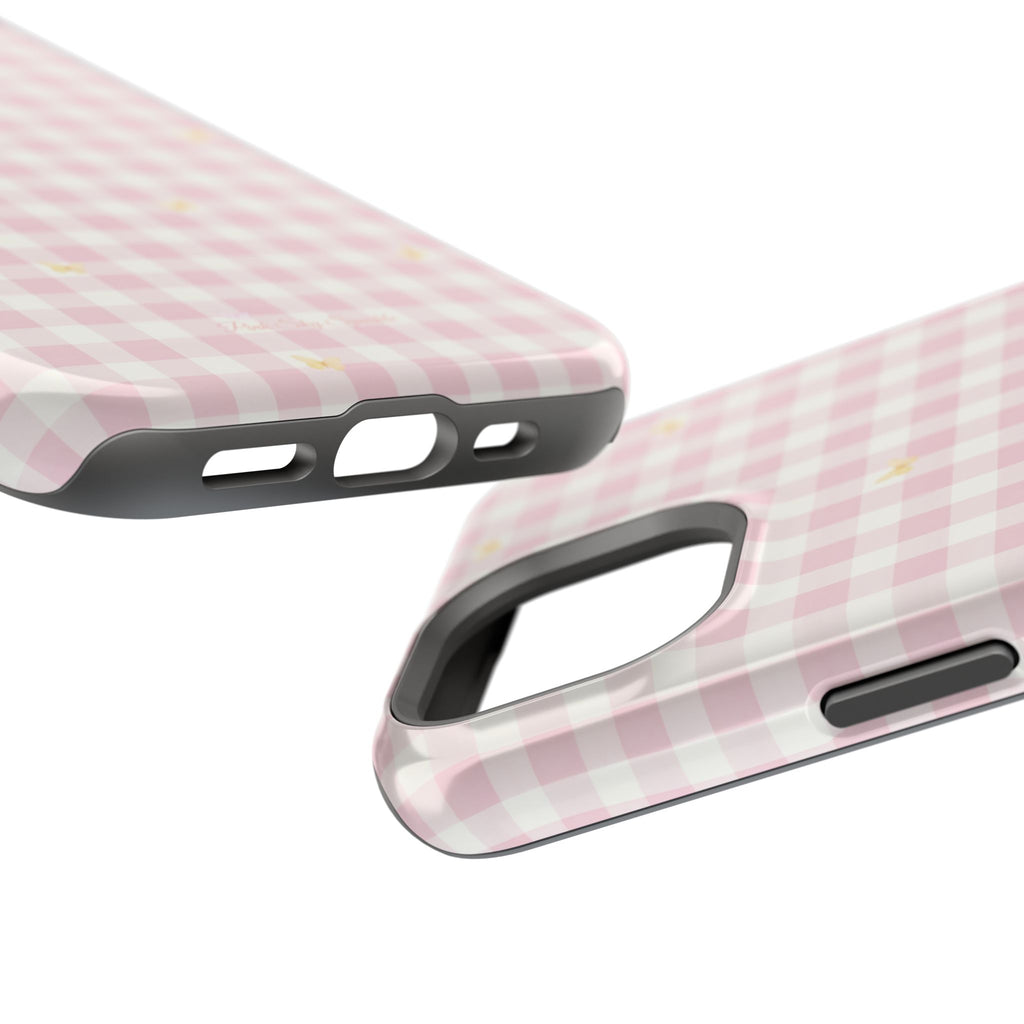 Pink Gingham & Butterflies Magnetic iPhone Case