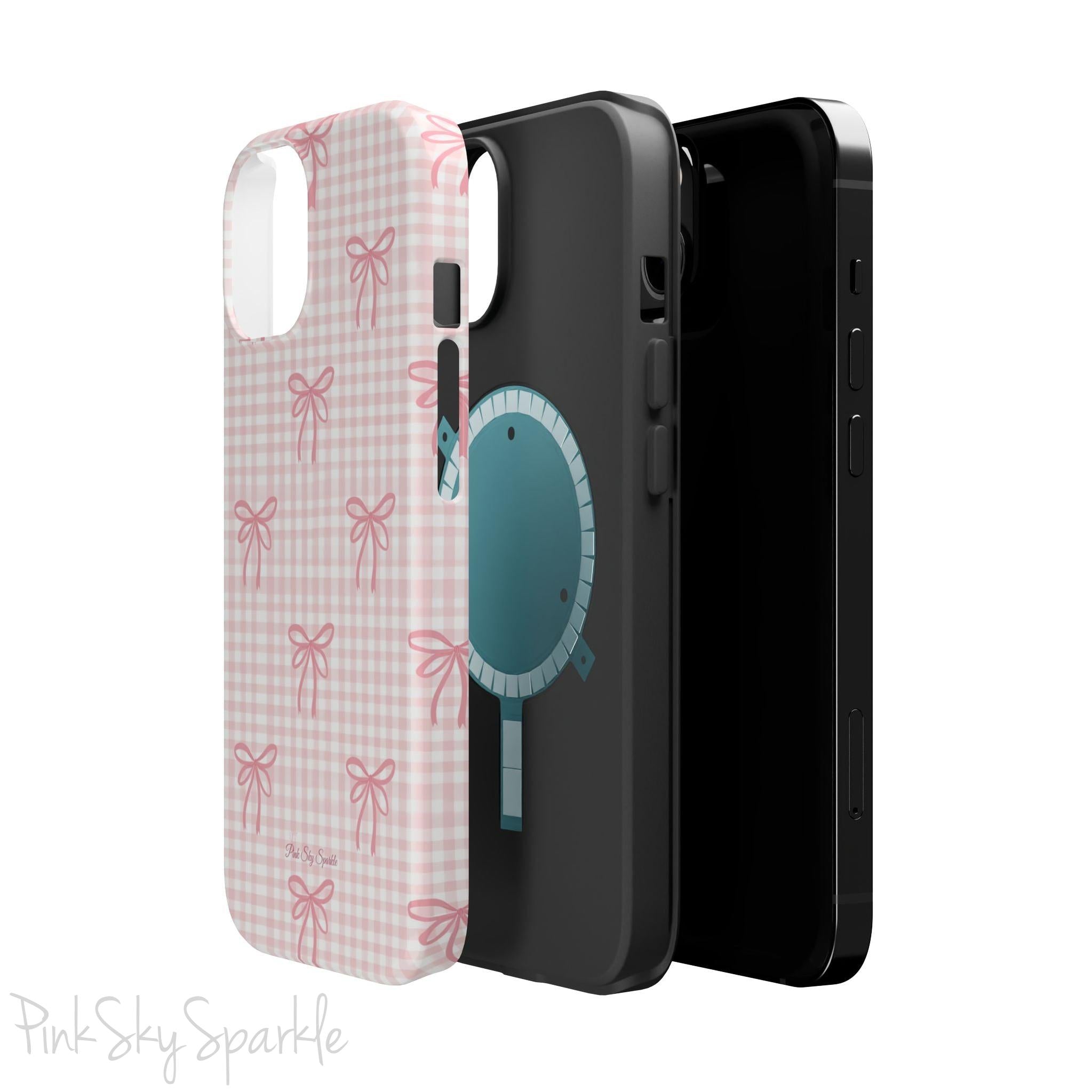 Pink Gingham Coquette Magnetic iPhone Case