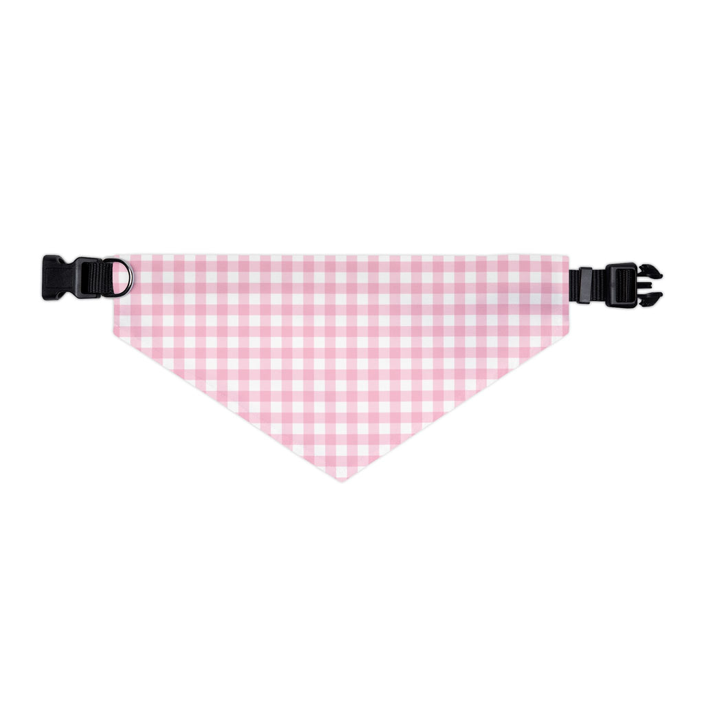 Pink Gingham Pet Bandana With Adjustable Collar
