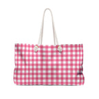 Pink Gingham Weekender Tote Bag