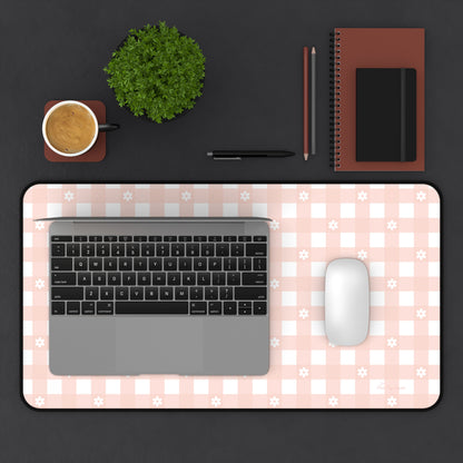 Pink Gingham and Daisy Desk Mat