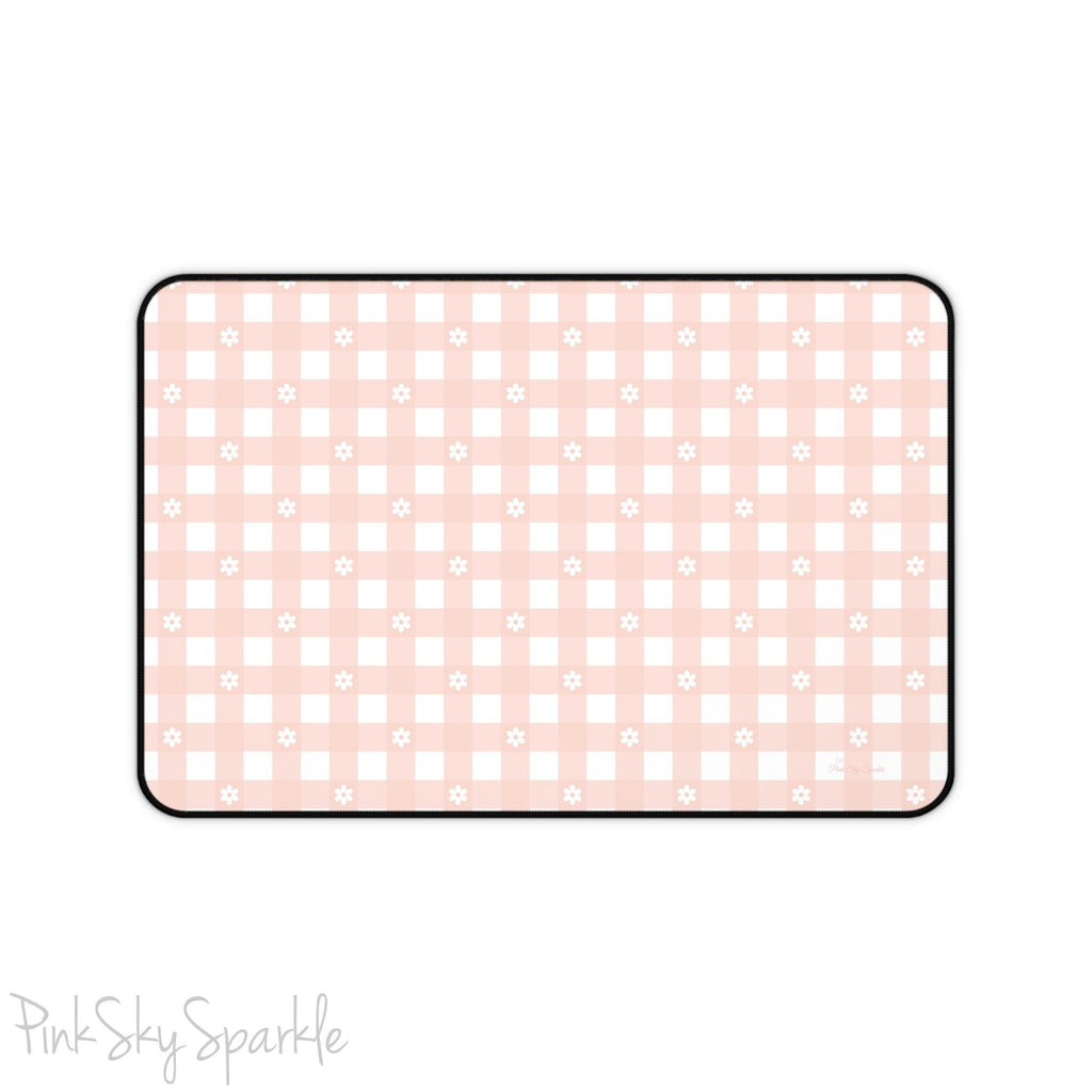 Pink Gingham and Daisy Desk Mat