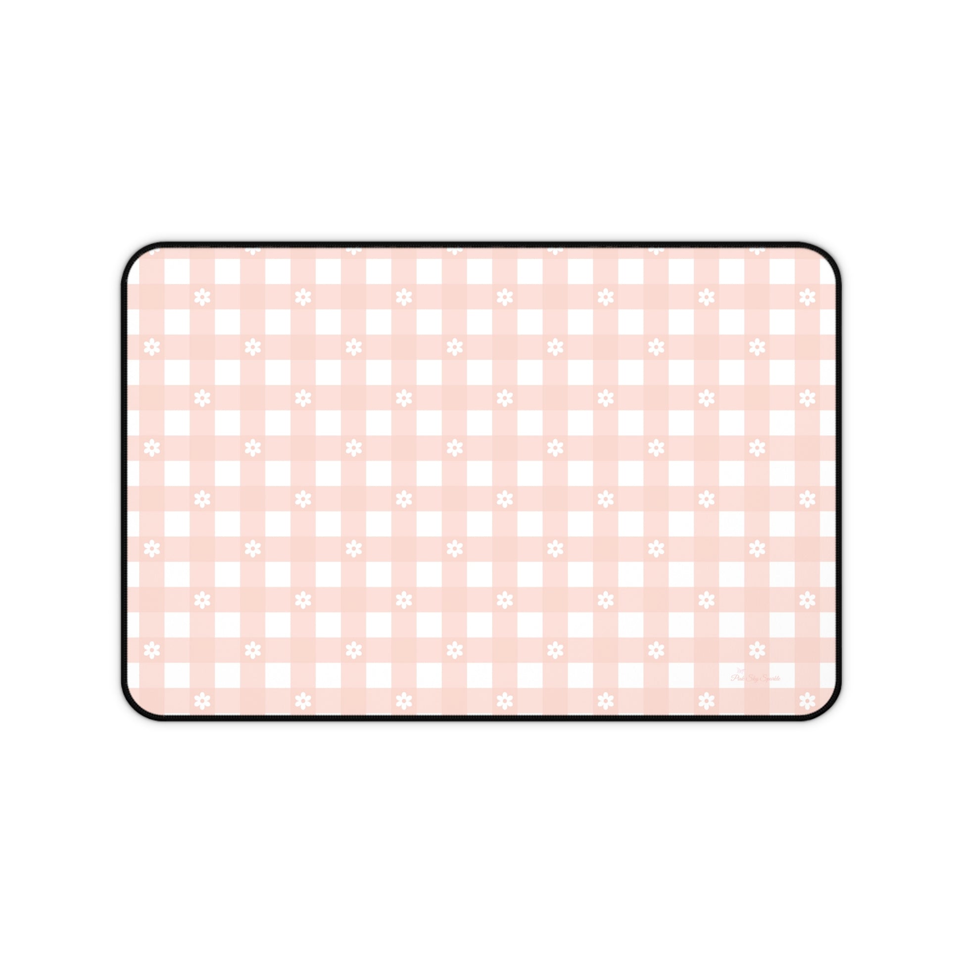 Pink Gingham and Daisy Desk Mat