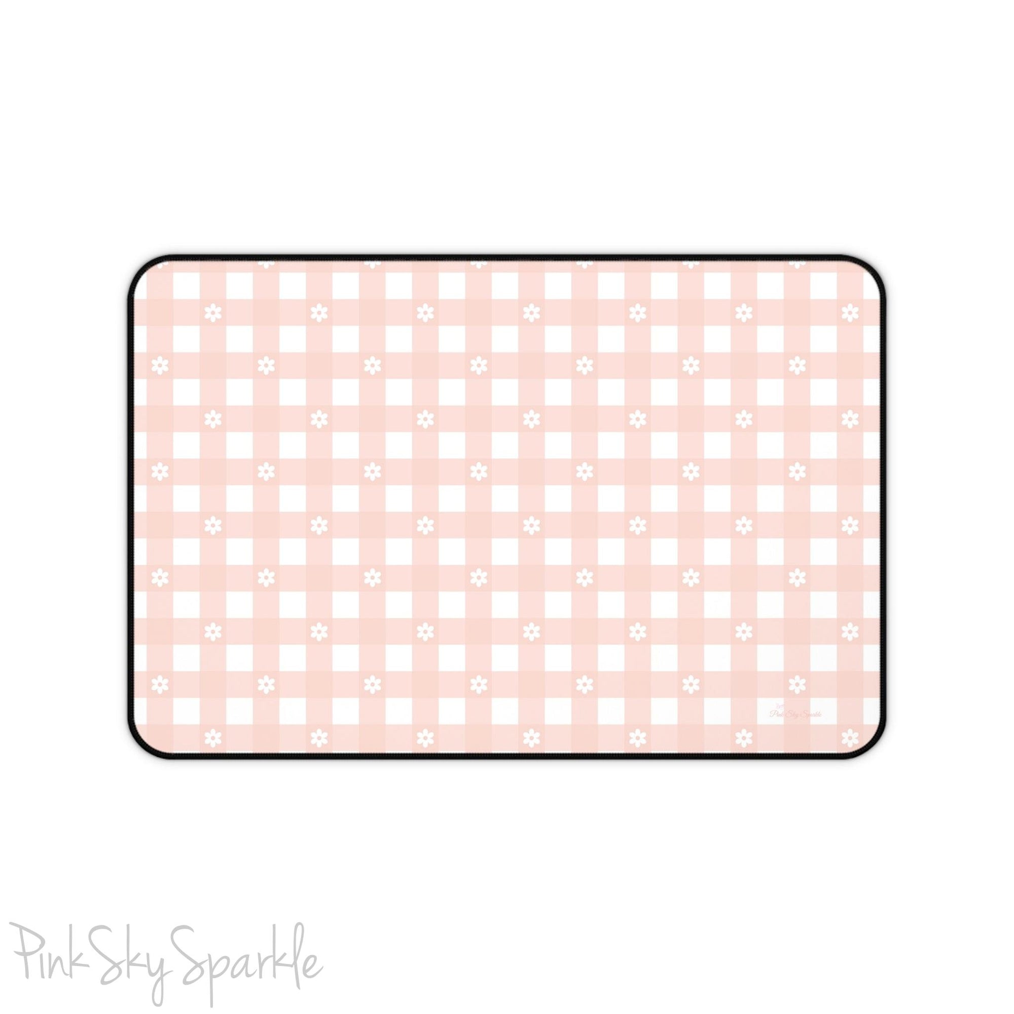 Pink Gingham and Daisy Desk Mat
