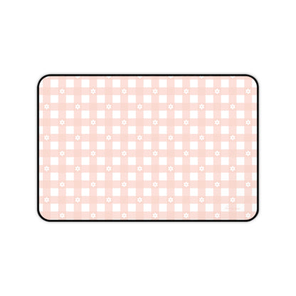 Pink Gingham and Daisy Desk Mat