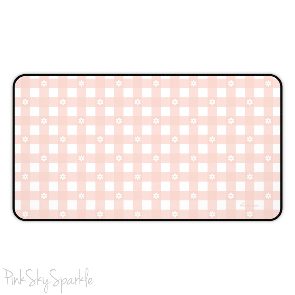 Pink Gingham and Daisy Desk Mat