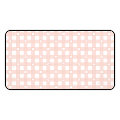 Pink Gingham and Daisy Desk Mat