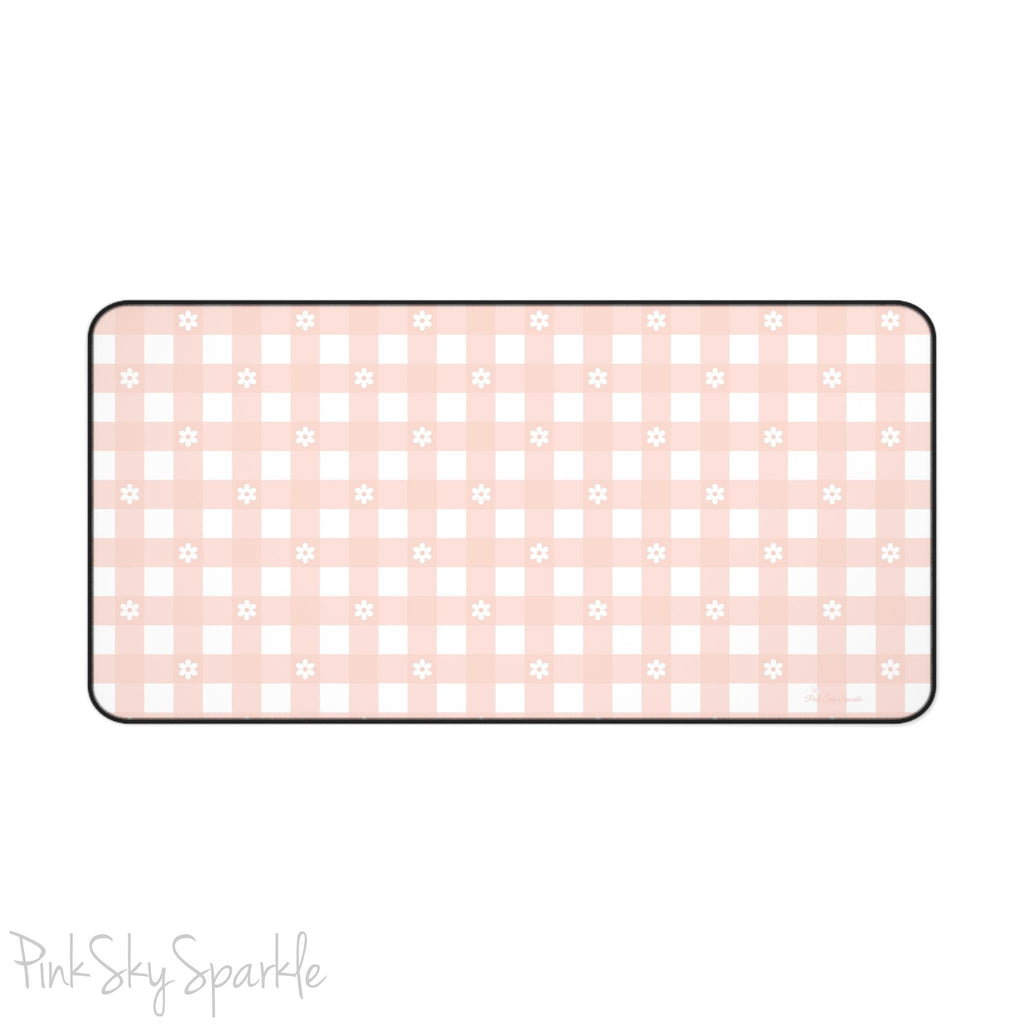 Pink Gingham and Daisy Desk Mat