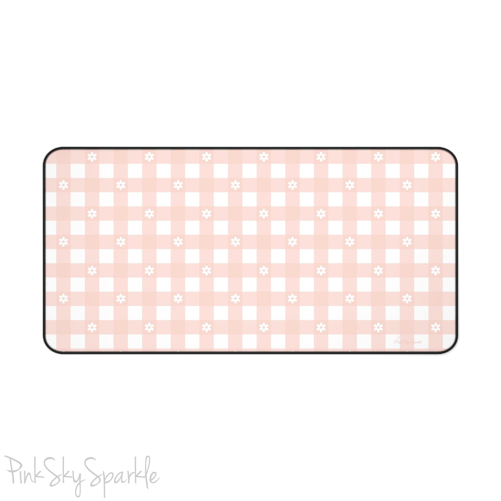 Pink Gingham and Daisy Desk Mat