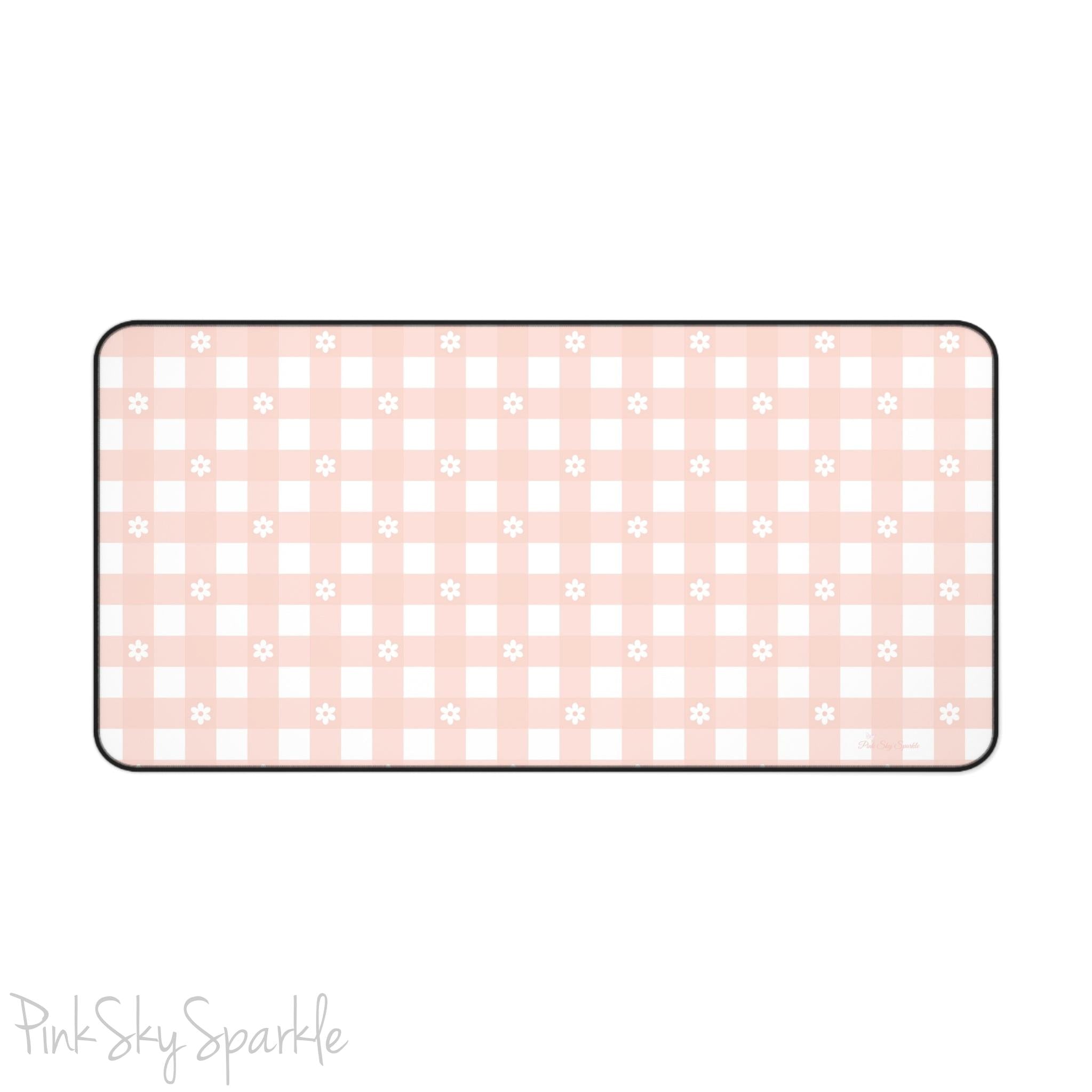 Pink Gingham and Daisy Desk Mat