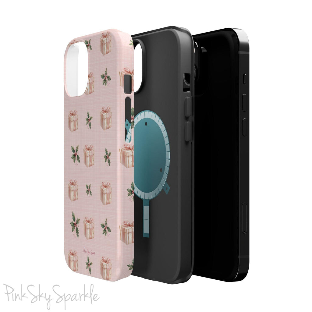 Pink Holly Jolly Magnetic iPhone Case