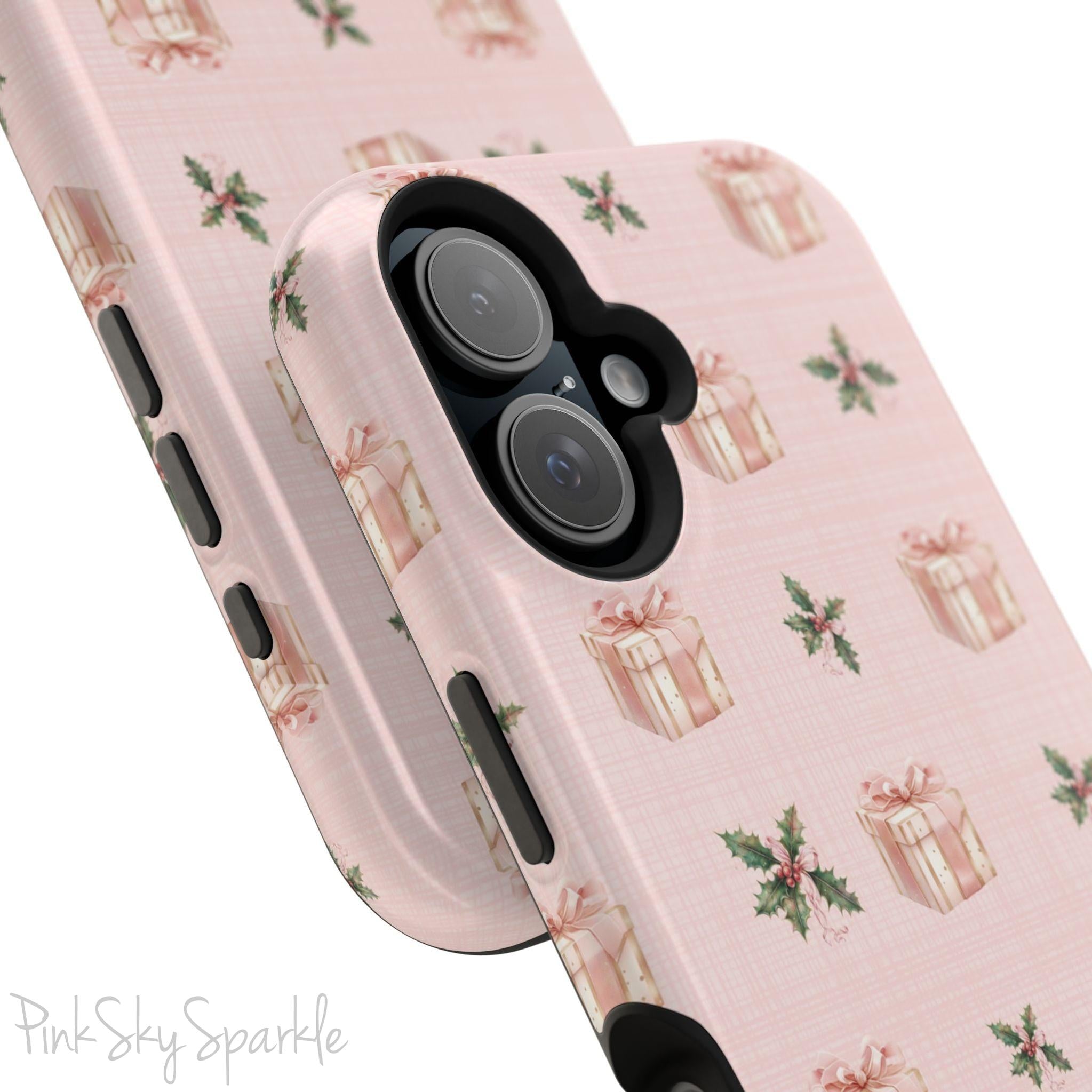 Pink Holly Jolly Magnetic iPhone Case