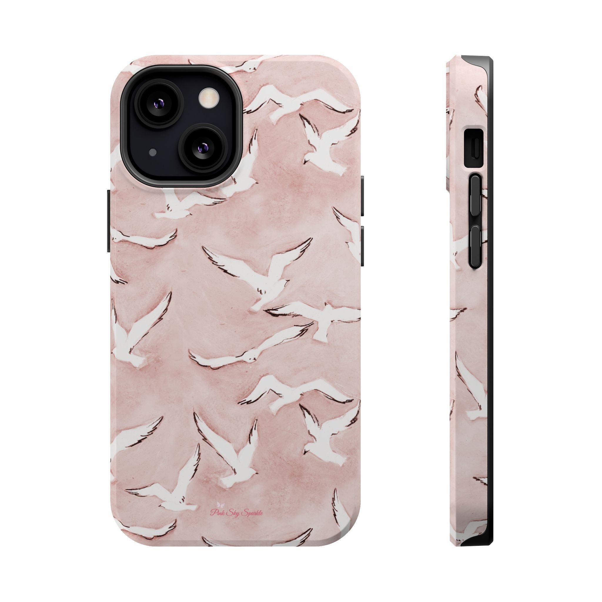 Pink Seagull Print Magnetic iPhone Case