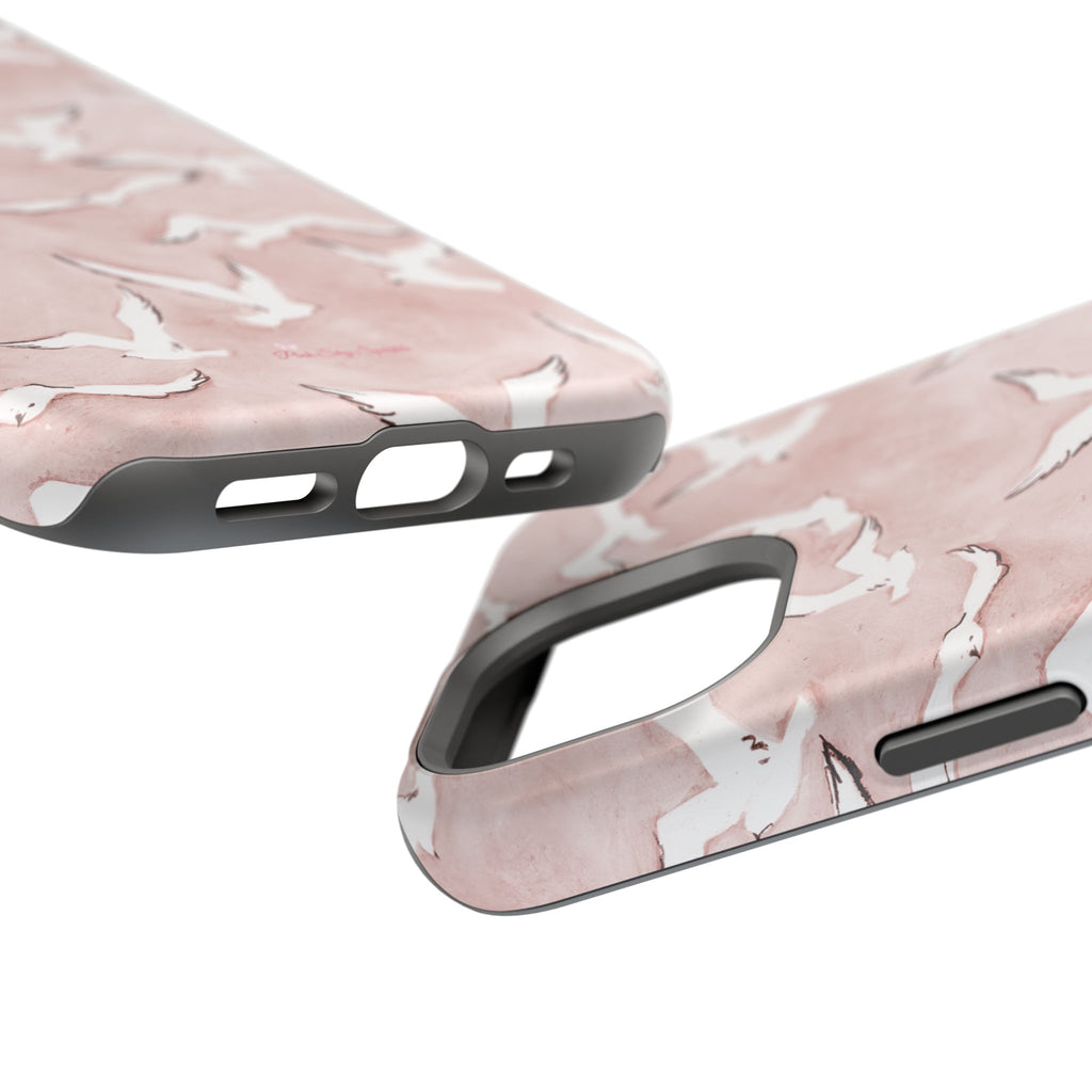 Pink Seagull Print Magnetic iPhone Case