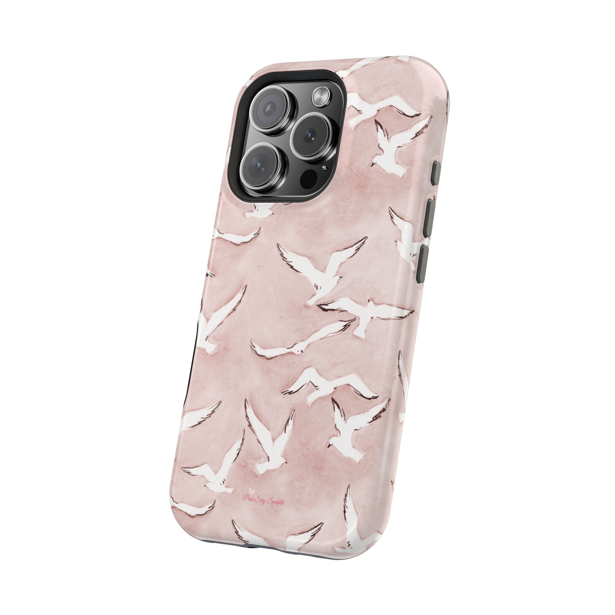 Pink Seagull Print Magnetic iPhone Case