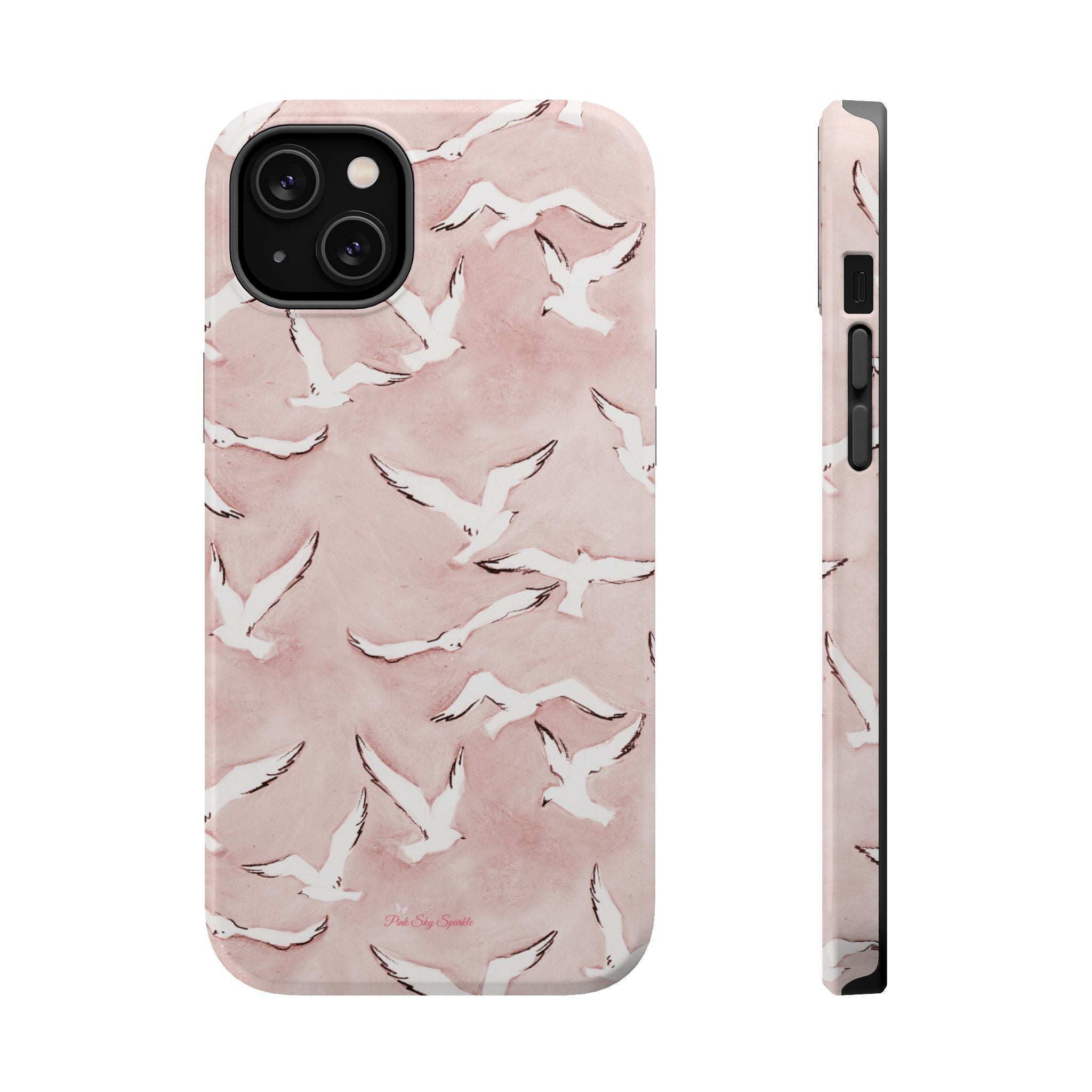 Pink Seagull Print Magnetic iPhone Case